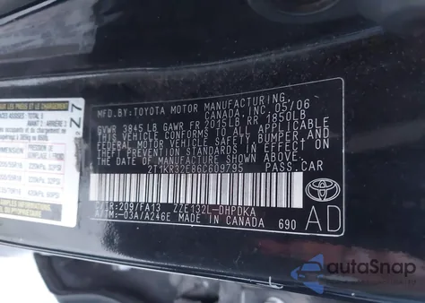 2006 Toyota Matrix from USA, damaged, VIN 2T1KR32E86C609795